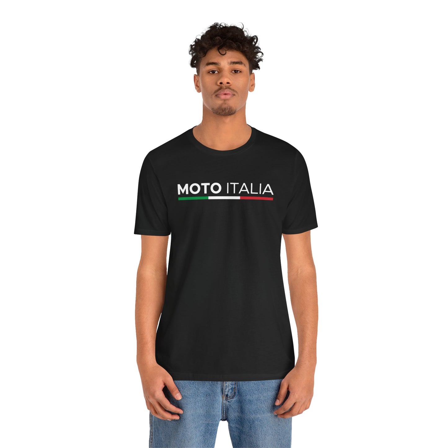 Moto Italia Tricolor Logo Tee Black